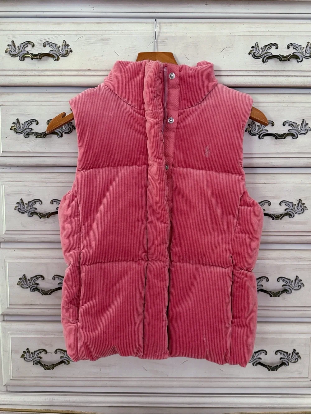 Ralph Lauren Pink Corduroy Down Gilet Vest